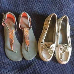 Toms Sandals And Sperry Boat Shoes 7.5